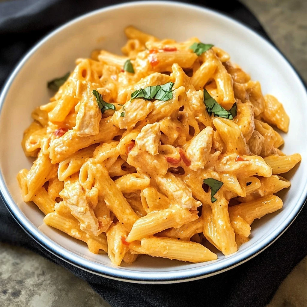 Delicious Buffalo Chicken Pasta served in a bowl with fresh herbs and cheese