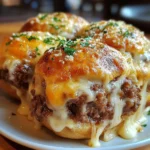 Delicious cheesy beef bombs served on a plate with dipping sauce
