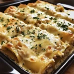 Delicious Chicken Lasagna Roll-Ups garnished with herbs on a plate