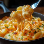 Bowl of classic Mac and Cheese topped with breadcrumbs and fresh herbs