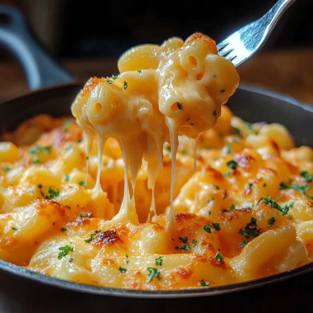 Bowl of classic Mac and Cheese topped with breadcrumbs and fresh herbs