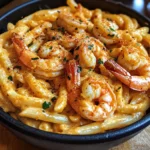 Delicious creamy Cajun shrimp pasta served in a bowl with herbs.