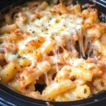 Crock Pot Million Dollar Pasta served in a bowl with cheese and herbs