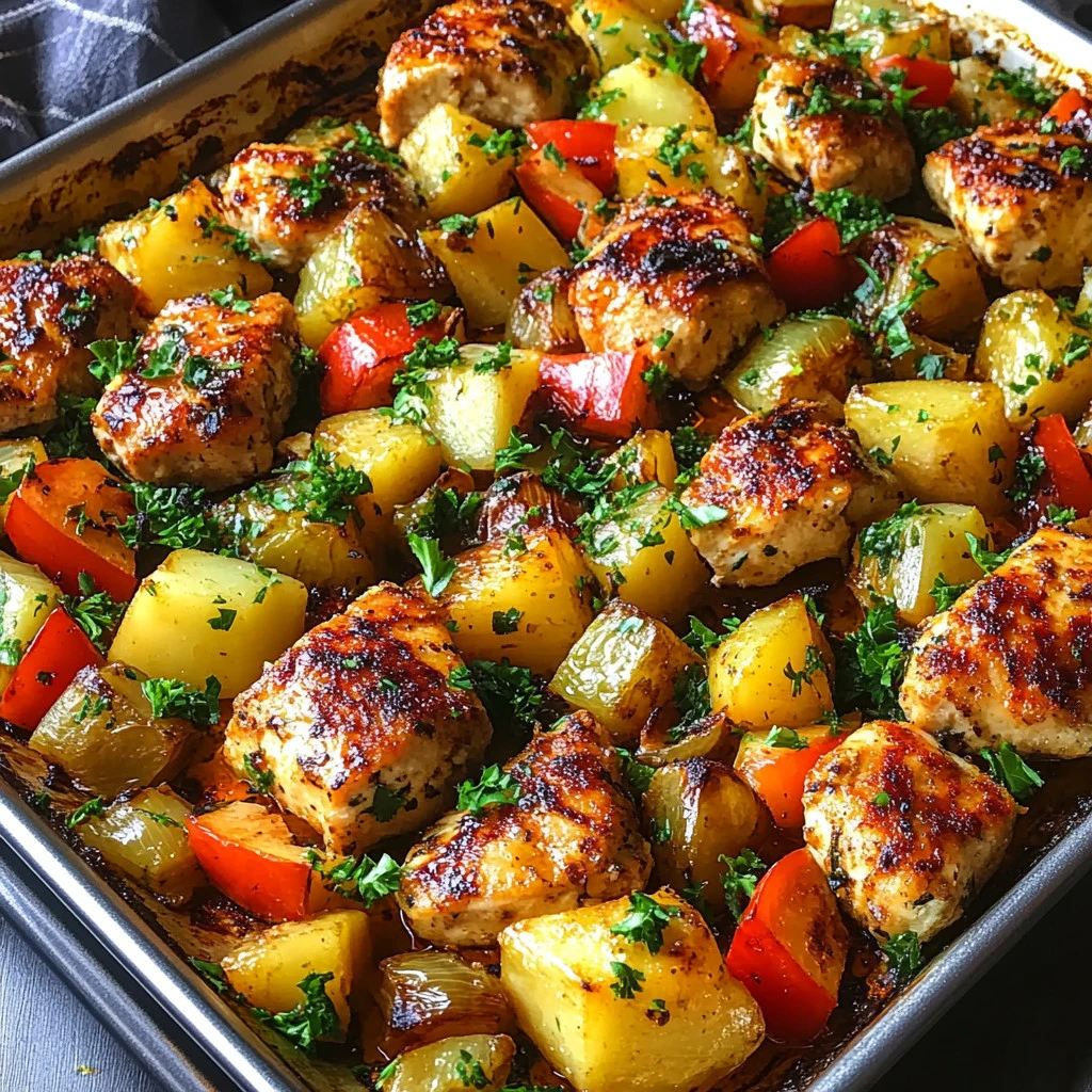 Hawaiian Chicken Sheet Pan with vibrant vegetables and tropical seasoning