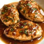 Honey Garlic Chicken Breast served with vegetables on a plate