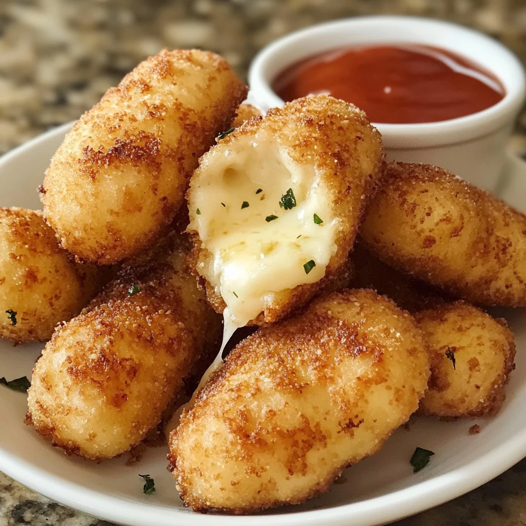 Crispy Mozzarella Fried Cheese Bites served with marinara dipping sauce