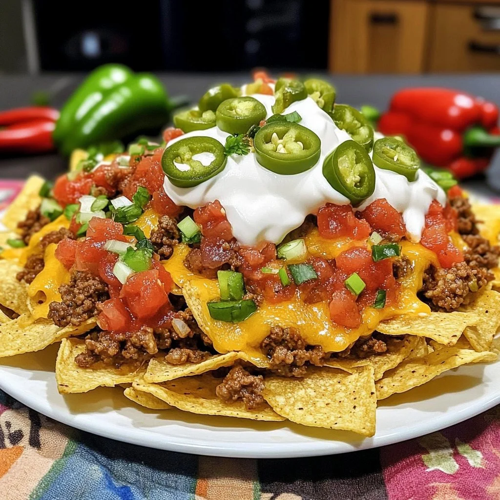 Plate of nachos topped with taco seasoning and cheese