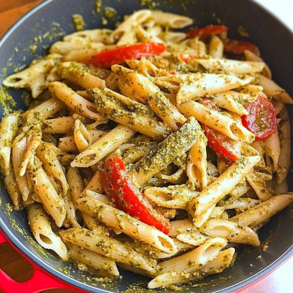 Rasta Pasta dish with vibrant colors and ingredients, showcasing the recipe flavors.