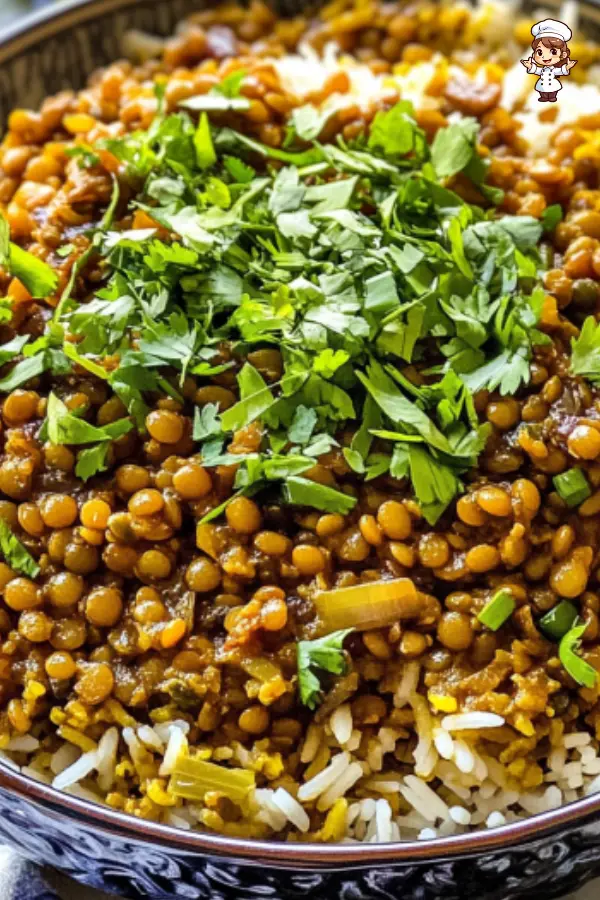Authentic Mujadara (Lentils and Rice) with Caramelized Onions