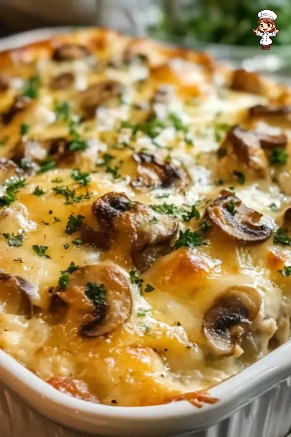 Baked Cheesy Mushroom Casserole – Creamy, Easy & Delicious