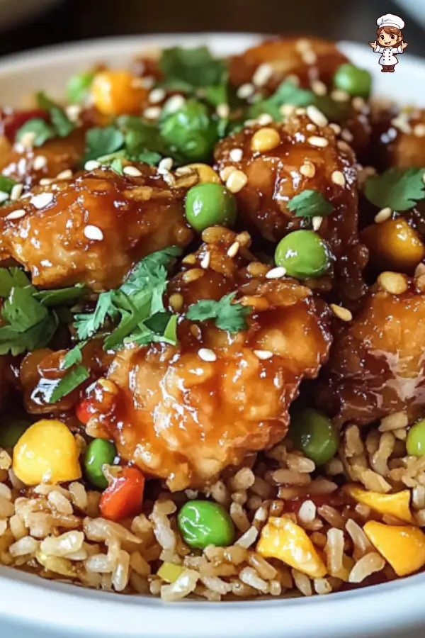 Crispy Saucy Chicken with Vegetable Fried Rice – Flavor-Packed Asian-Inspired Dinner
