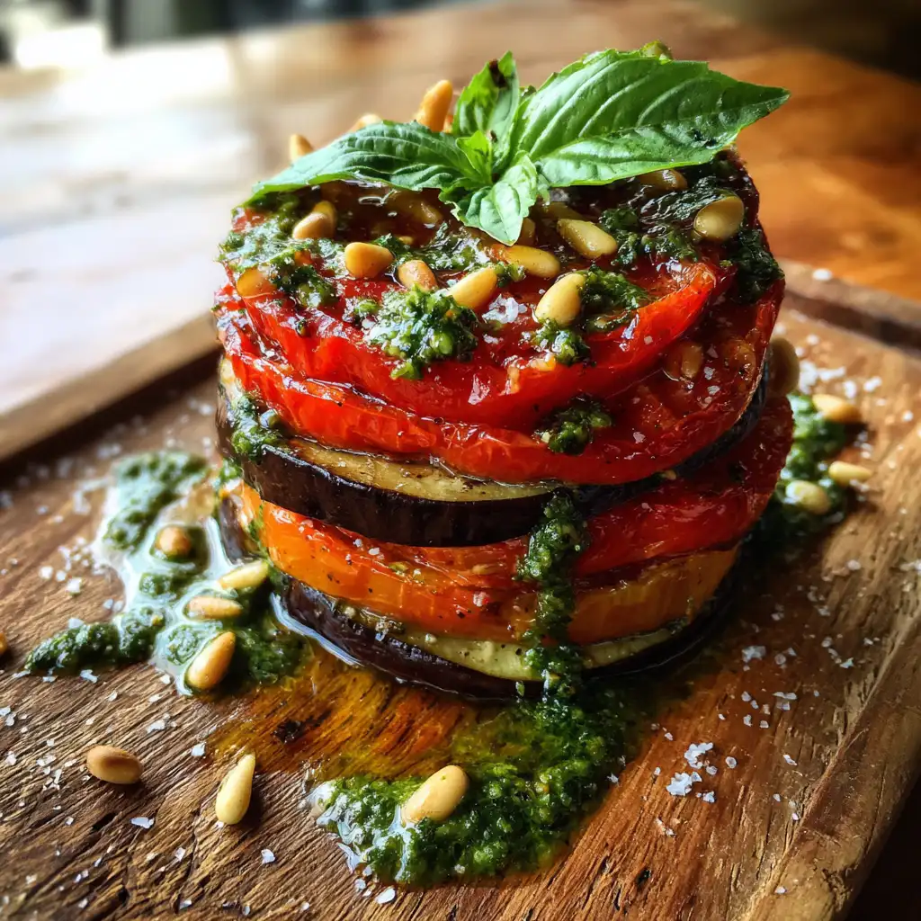 Eggplant & Tomato Stack with Pesto A Must-Try Delight!