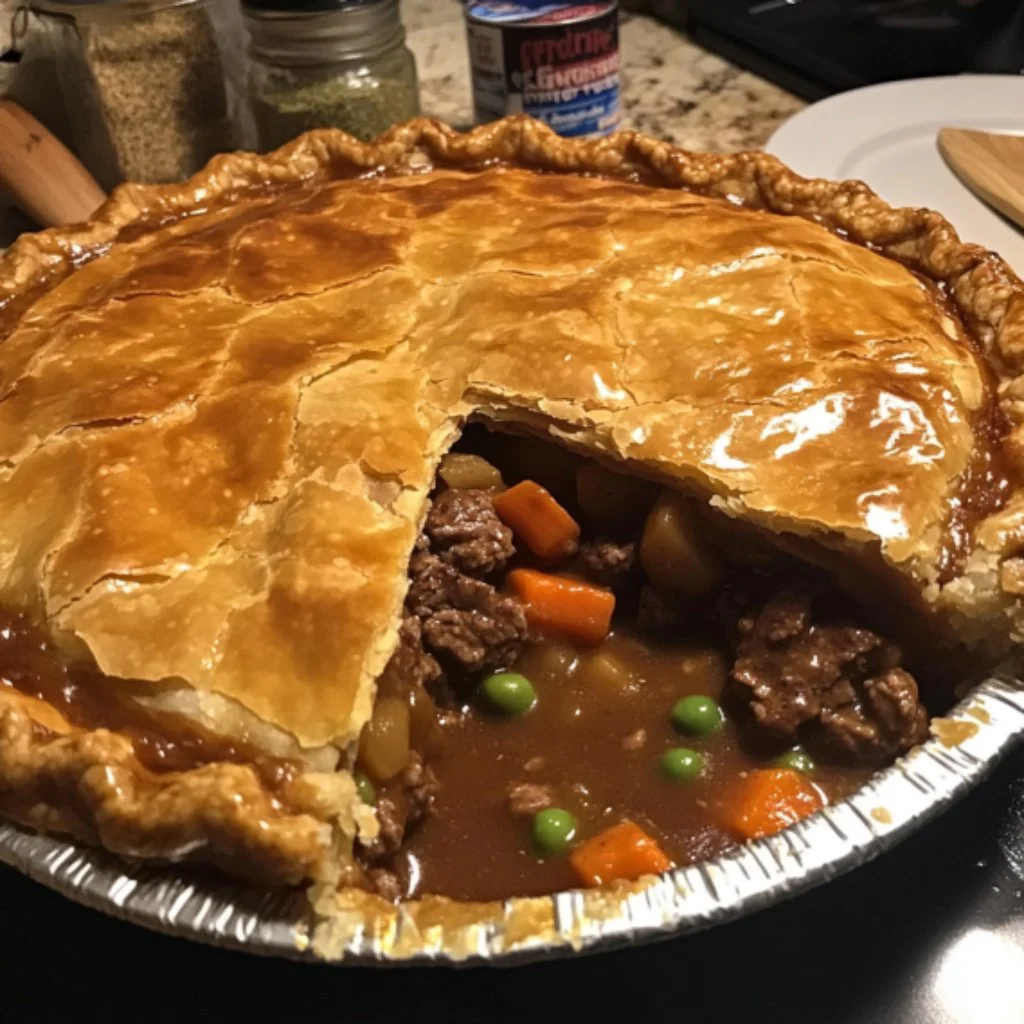 Delicious homemade beef pot pie with flaky crust and savory filling