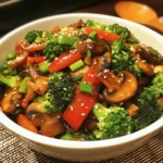 Delicious Broccoli Mushroom Stir Fry served in a bowl