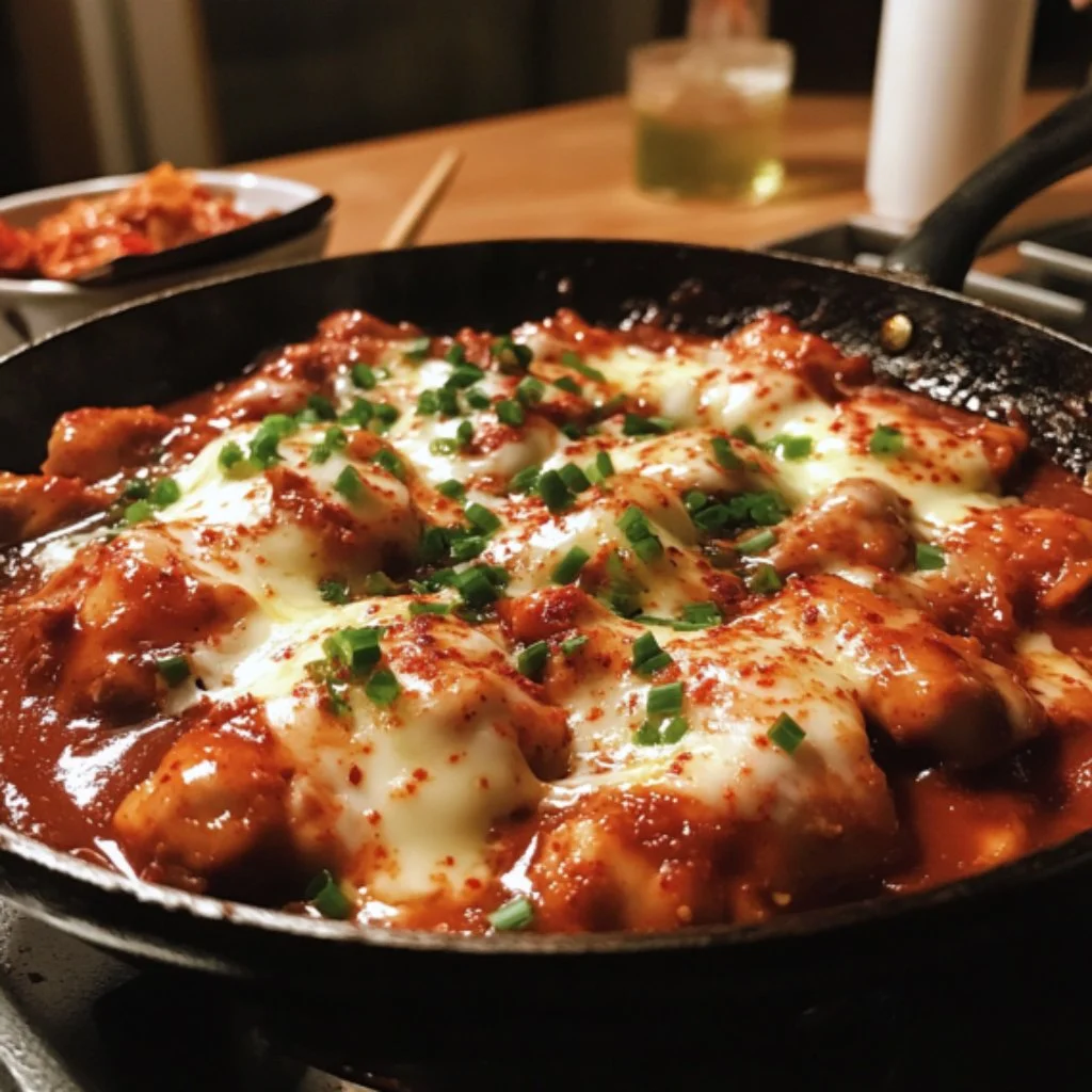 Delicious Korean Fire Chicken recipe featuring spicy Buldak.