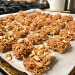 Delicious butterscotch peanut butter clusters on a plate.