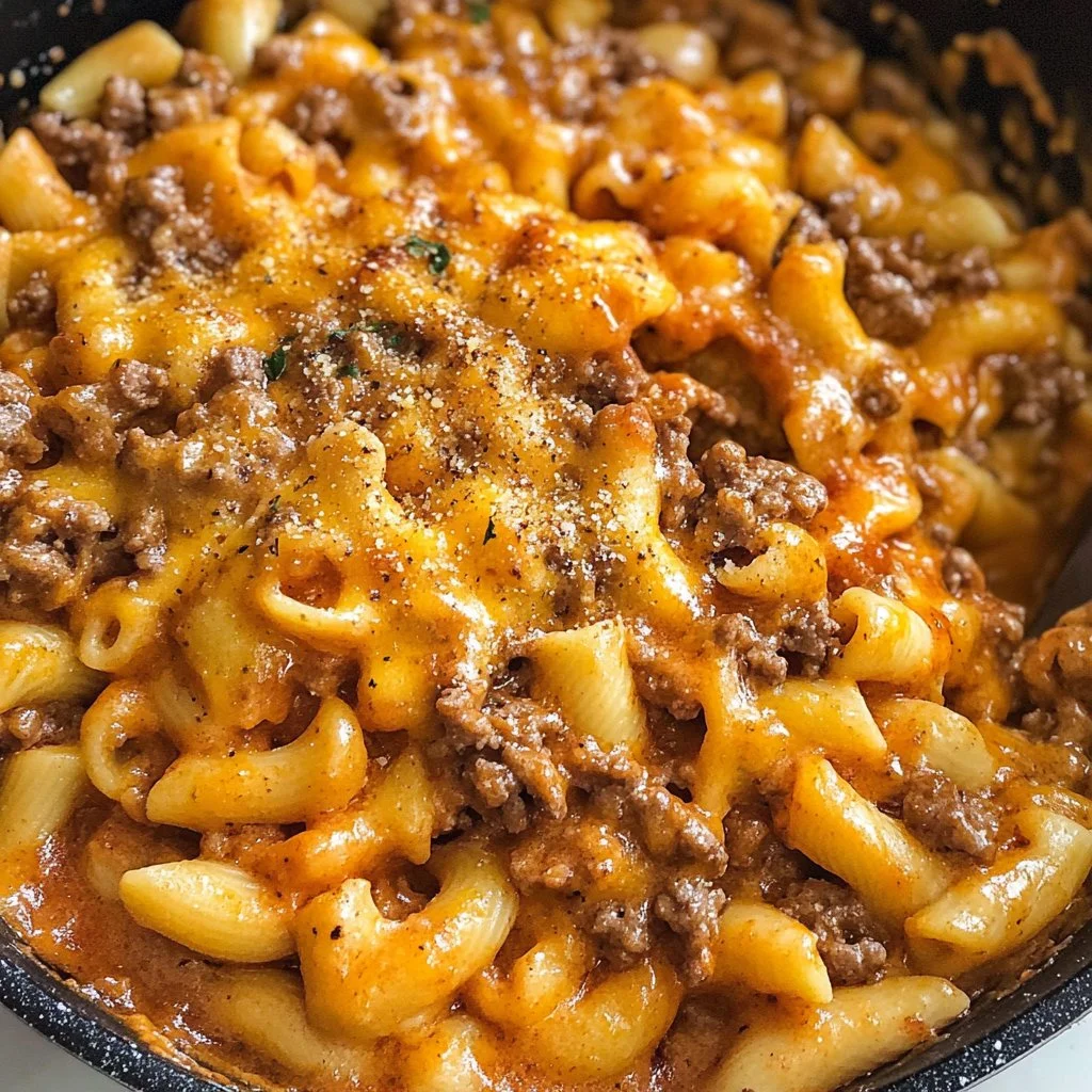 Delicious Cheeseburger Hamburger Helper meal in a bowl