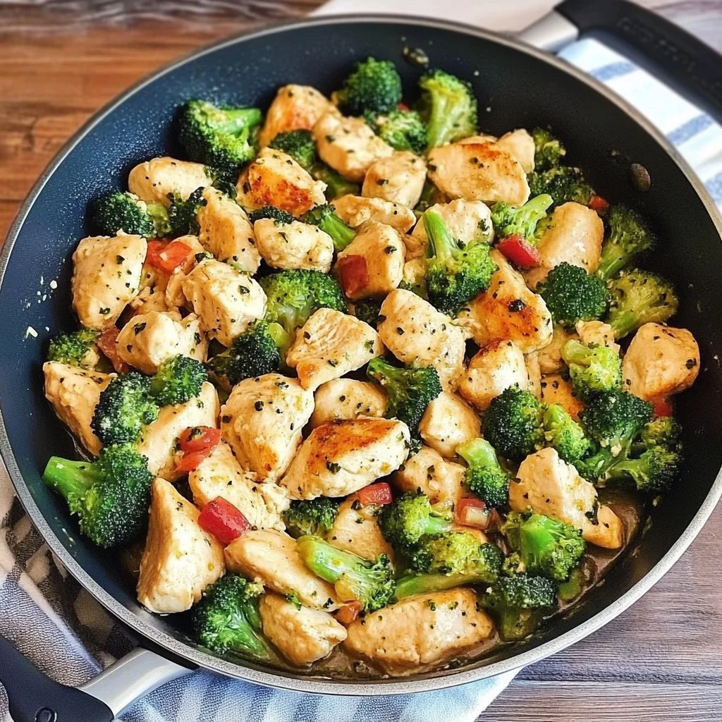 Healthy Chicken and Broccoli Skillet recipe with tender chicken and vibrant broccoli.