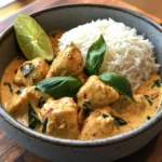 Chicken cooked in coconut milk and basil for a flavorful dish