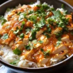 Delicious Coconut Chicken Rice Bowl with chicken, rice, and vegetables.