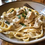 Creamy Ricotta Chicken Pasta garnished with fresh herbs