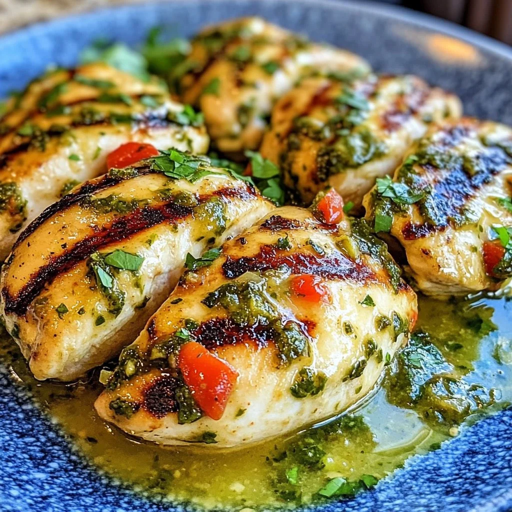 Grilled Salsa Verde Chicken topped with Pepper Jack cheese on a plate