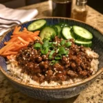 Delicious Korean Beef Bowl with tender beef, vegetables, and flavorful sauce