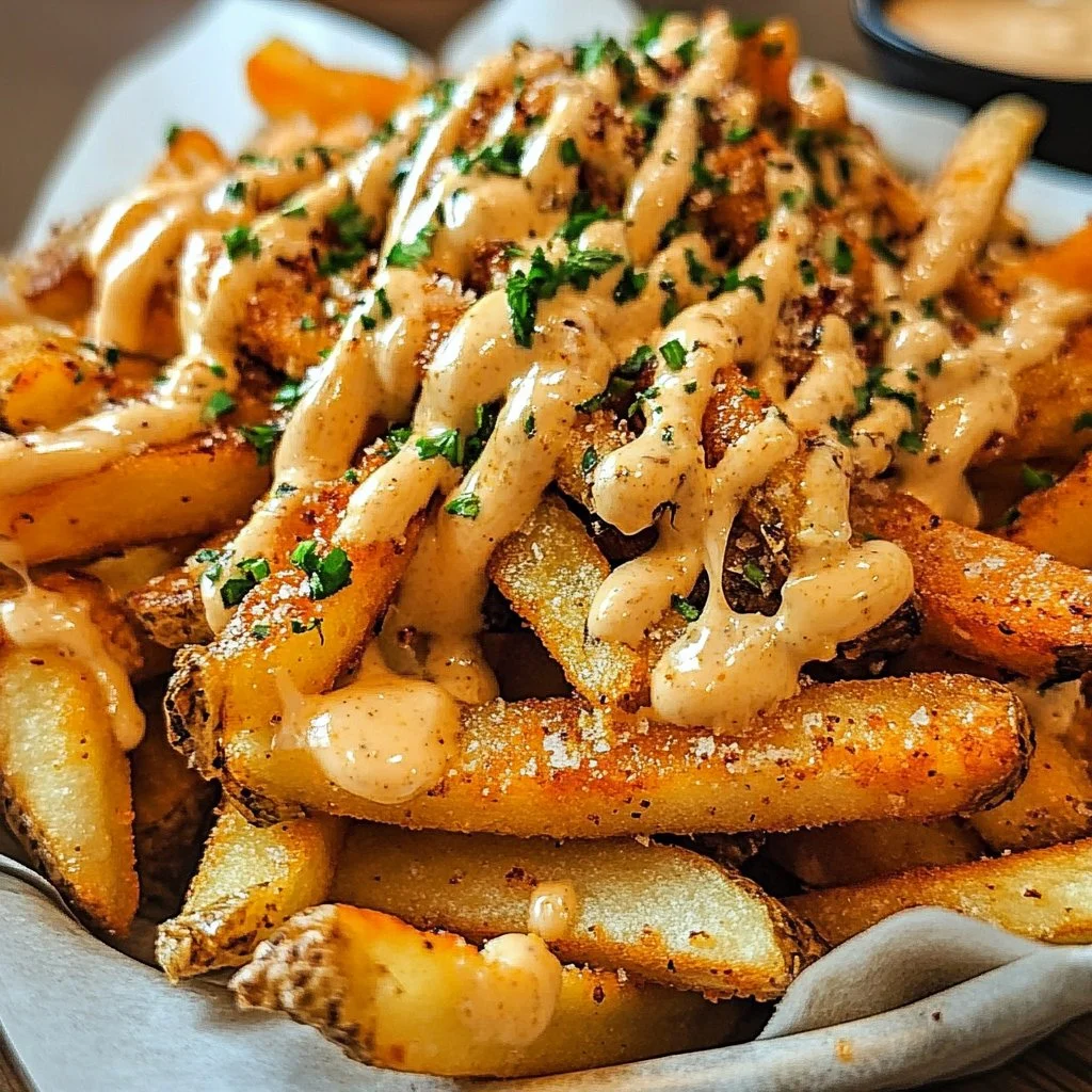 Delicious loaded Cajun fries topped with cheese and spices served in a bowl