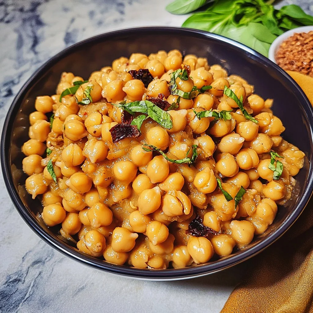 Delicious Marry Me Chickpeas dish garnished with herbs
