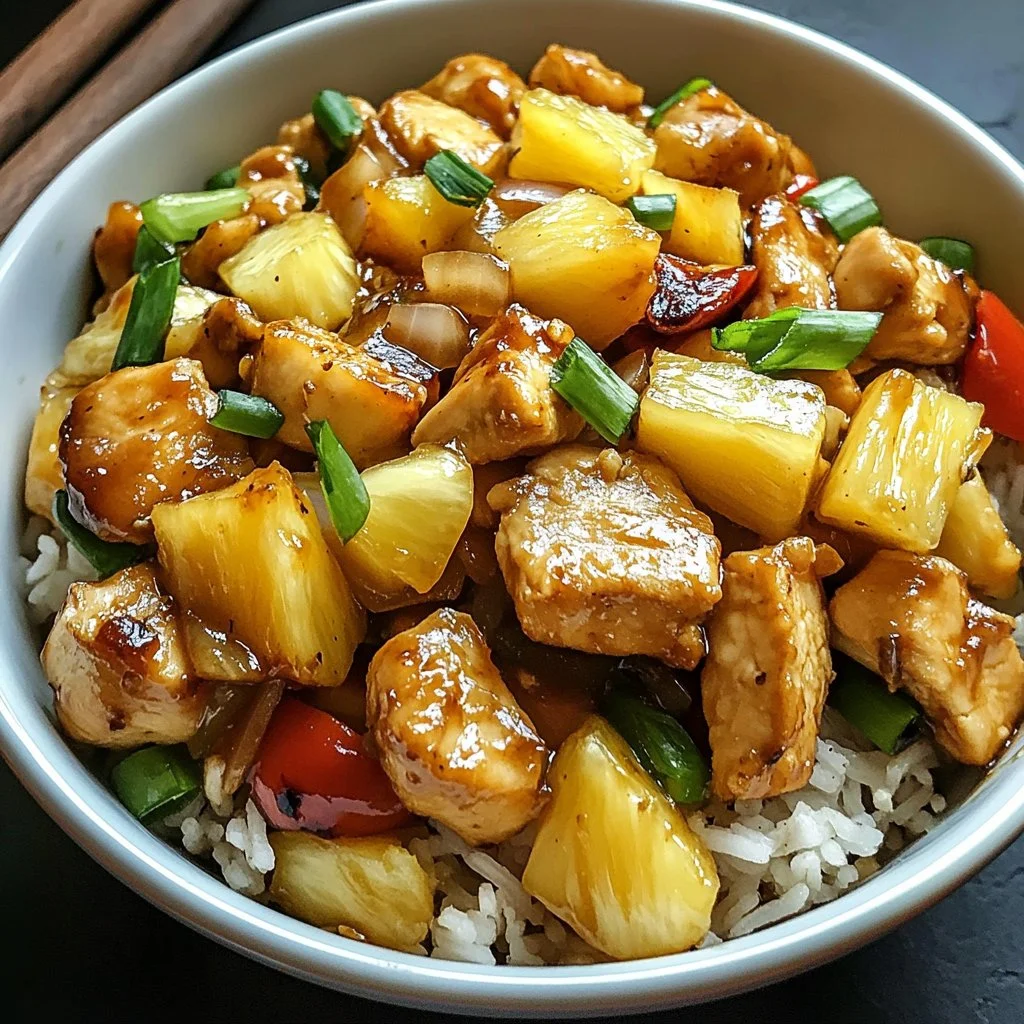 Pineapple Chicken Stir-Fry with colorful vegetables in a pan