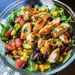 Colorful Zesty Southwest Chicken Salad with grilled chicken and fresh vegetables
