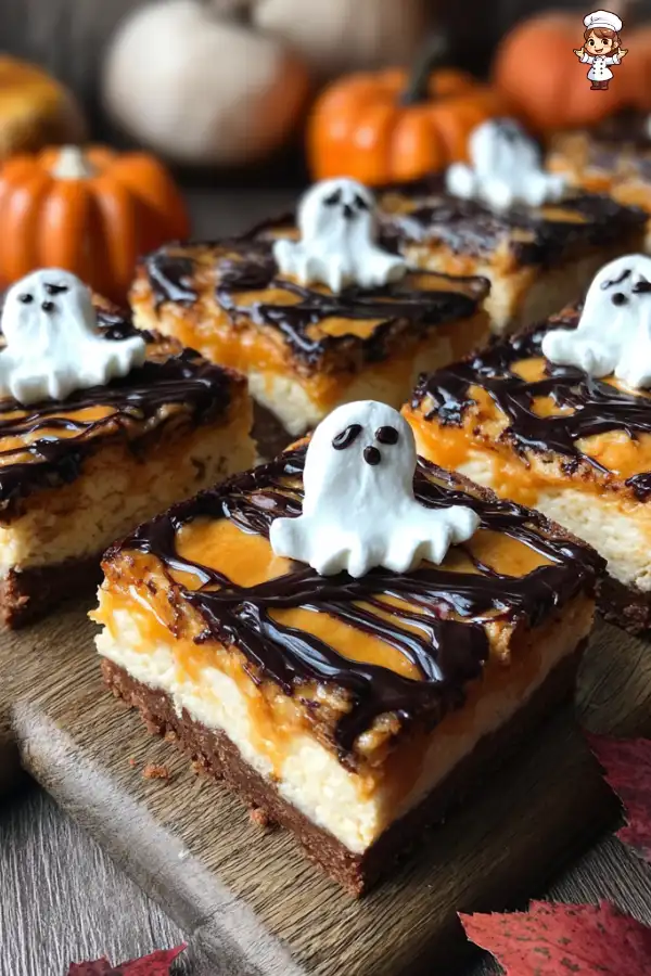 Haunted Pumpkin Cheesecake Bars are a must-try treat!