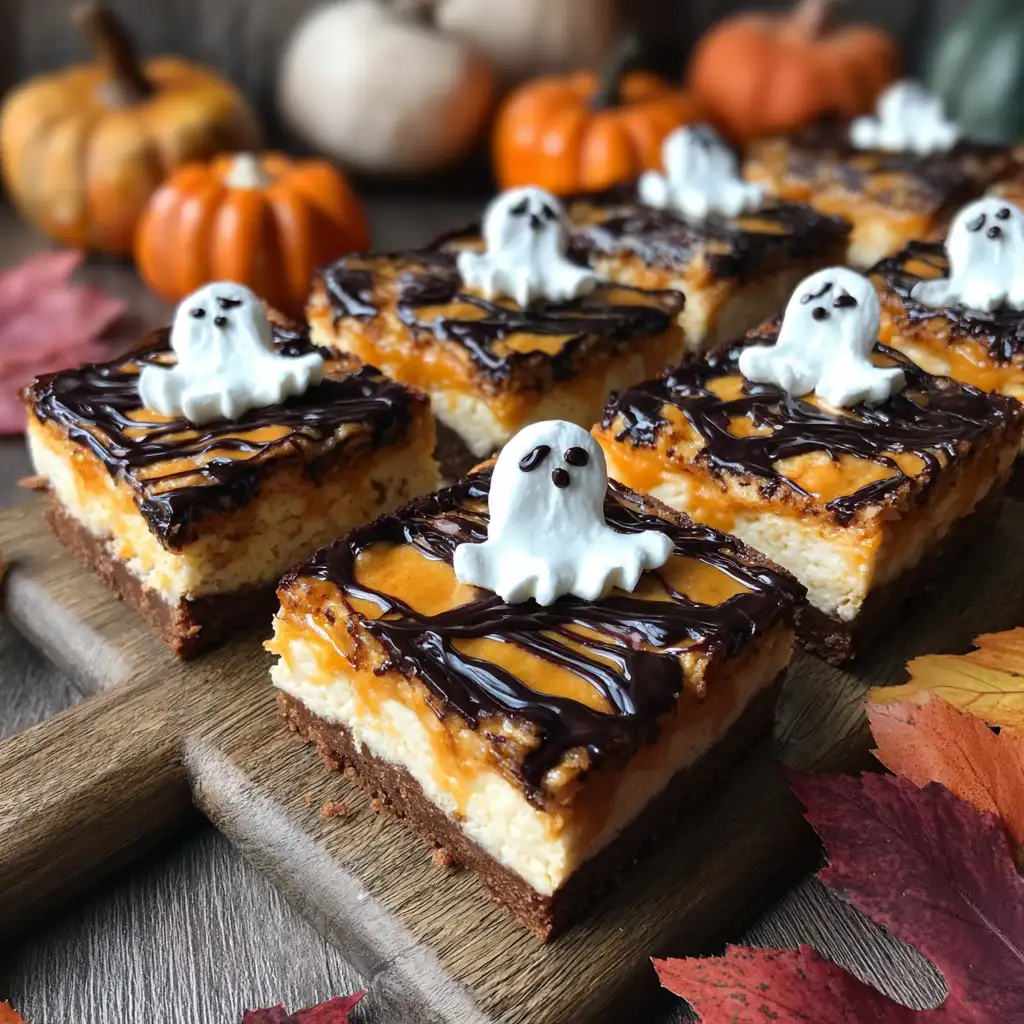 Haunted Pumpkin Cheesecake Bars are a must-try treat!