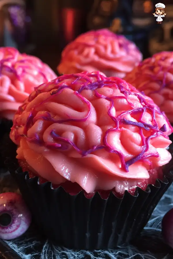 Zombie Brain Cupcakes are a spooky treat for Halloween!
