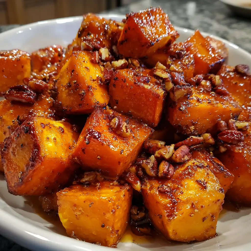 Air Fryer Sweet Potato Cubes with Maple Pecan