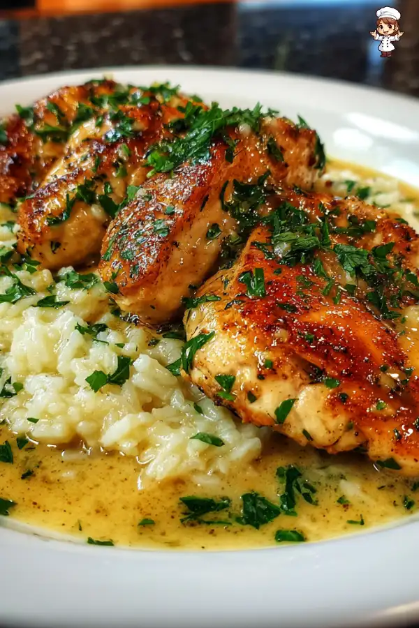 Chicken Scampi with Garlic Parmesan Rice