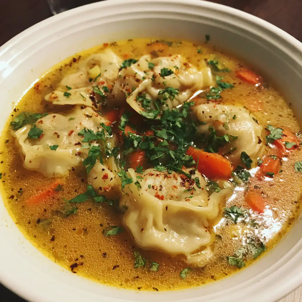 Coconut curry soup with dumplings