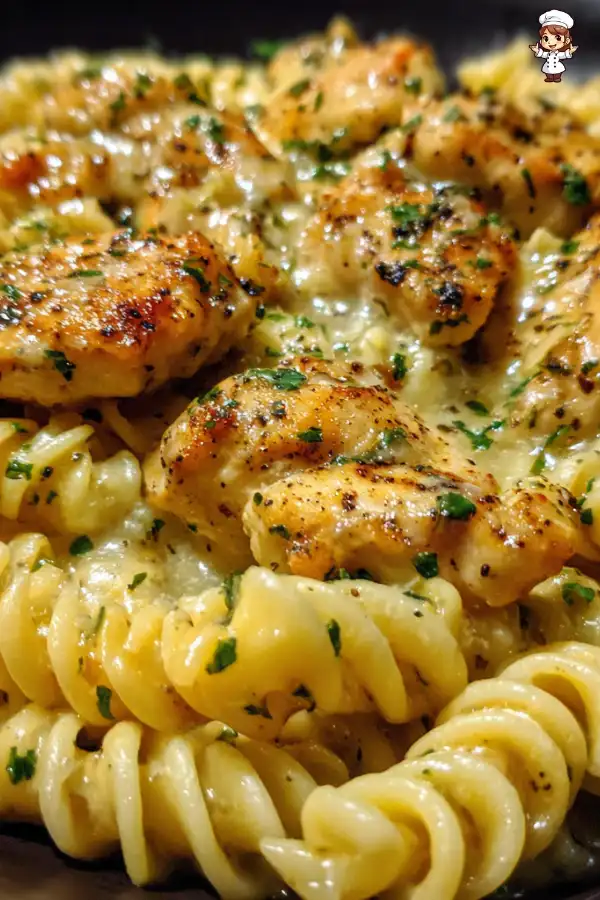 Creamy Garlic Butter Chicken with Rotini in Parmesan Sauce