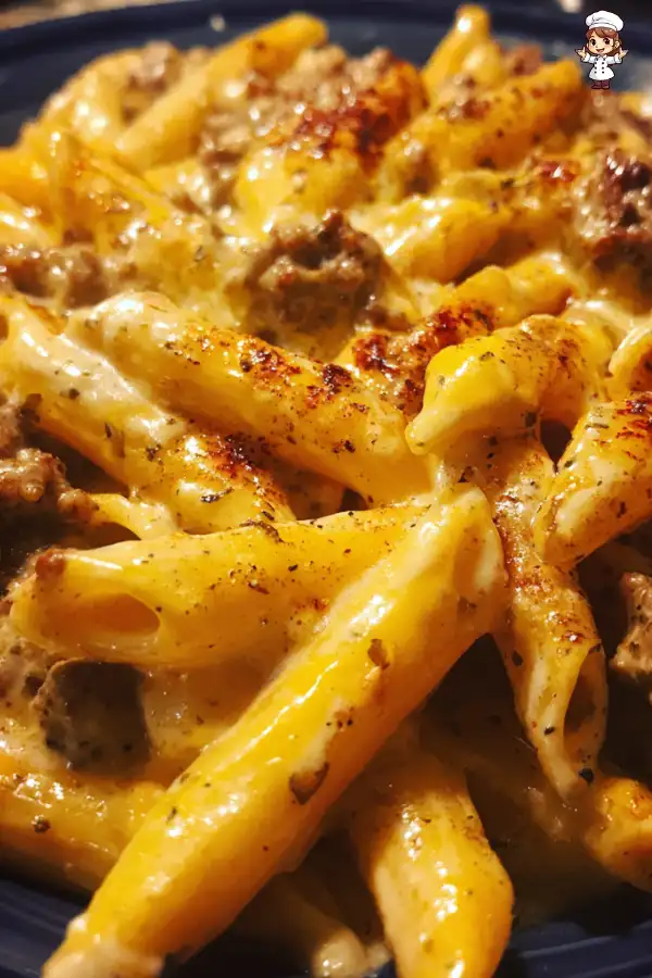 Creamy Velveeta Penne Pasta with Cajun Beef Alfredo Sauce