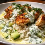 Dump and Bake Chicken Tzatziki Rice