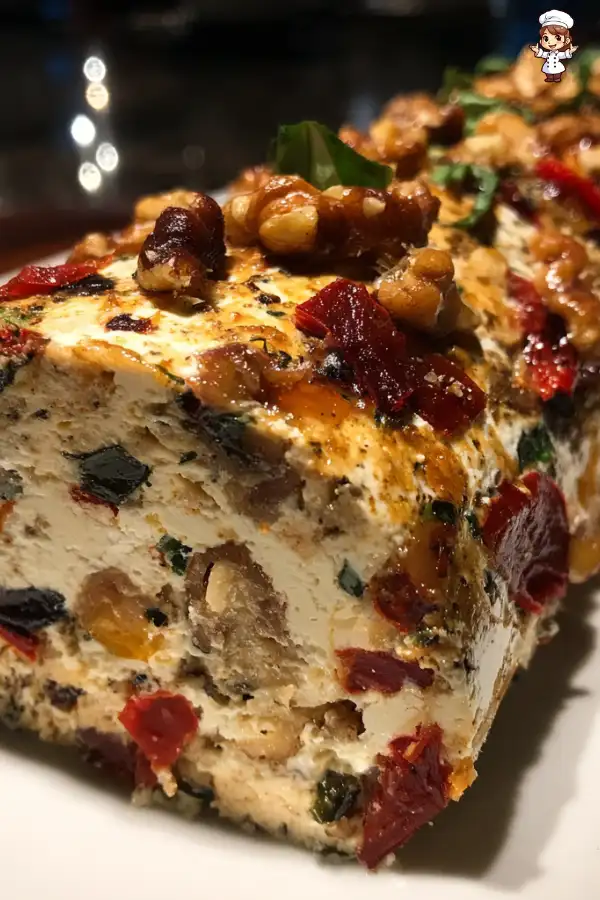 Festive holiday antipasto cheese log delights every guest!