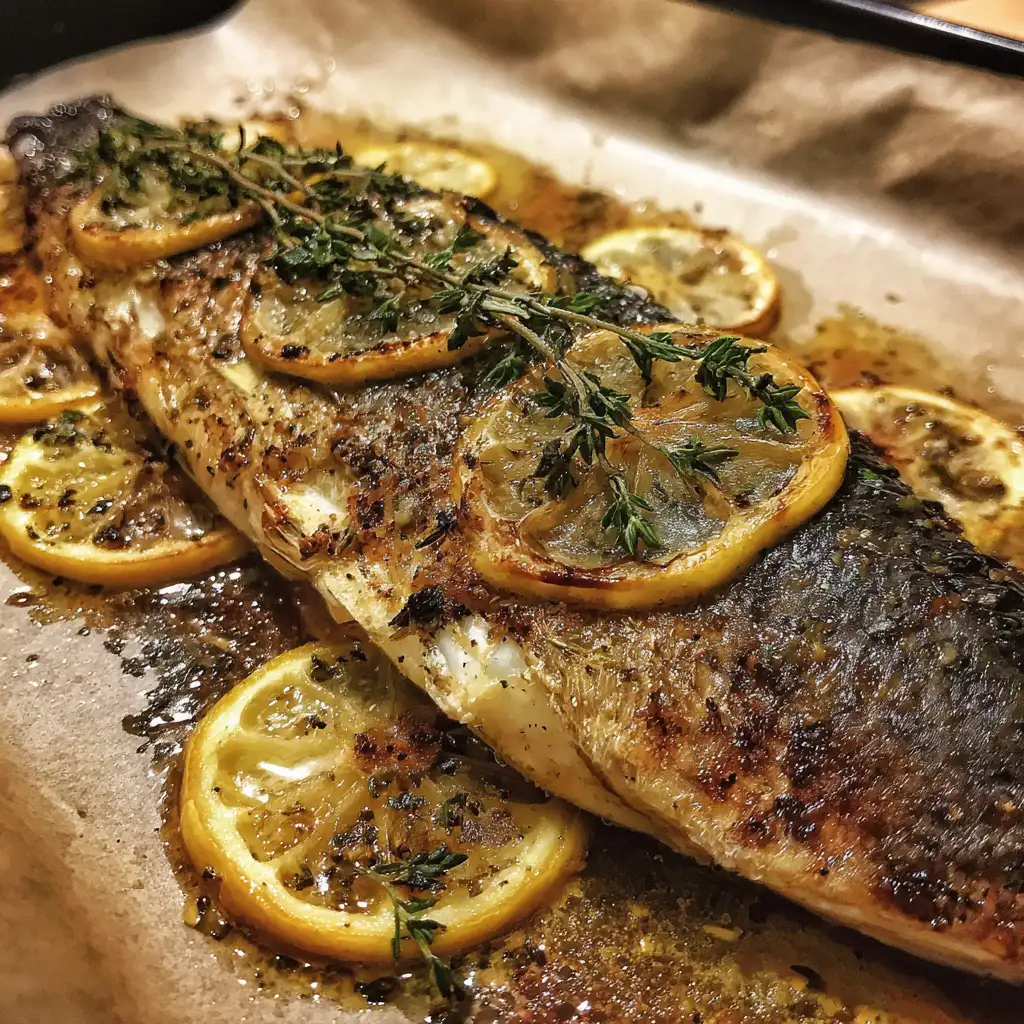 Lemon thyme roasted sea bass