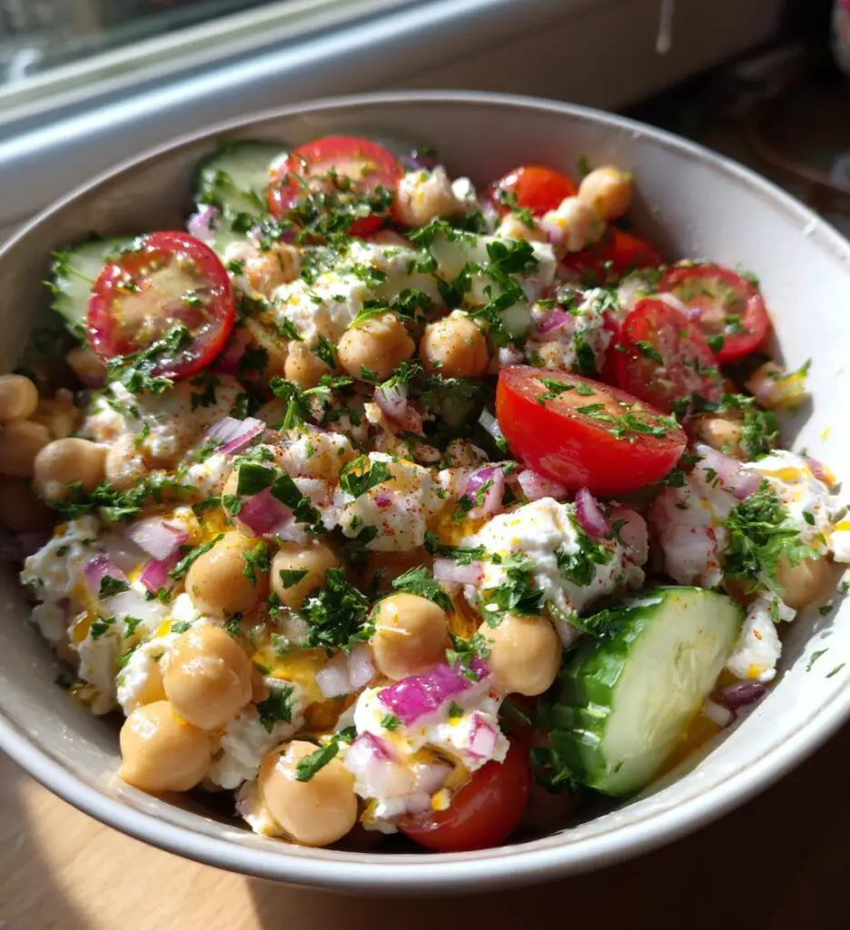 cottage cheese chickpea salad bowl recipe