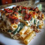 creamy tuscan sausage pasta bake recipe