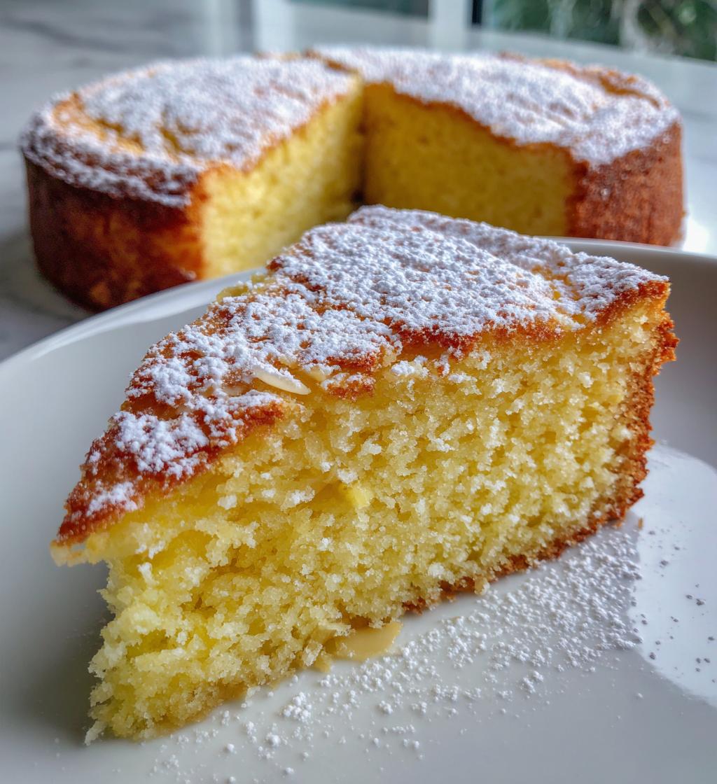 flourless ricotta lemon almond cake slice gluten free dessert - detail 1