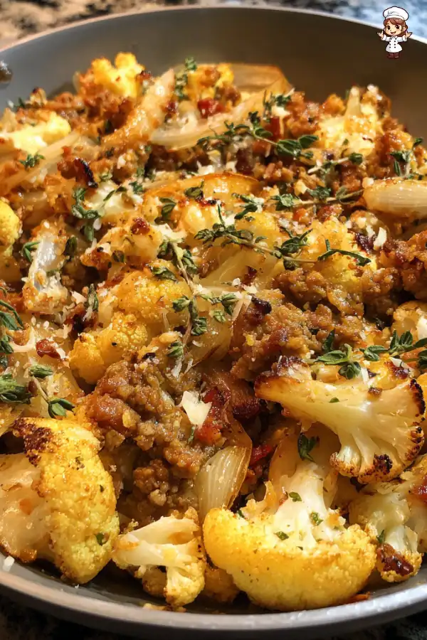garlic butter ground turkey with cauliflower skillet