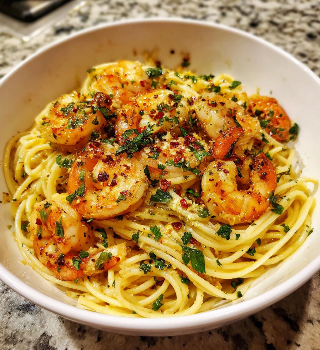 garlic butter shrimp pasta recipe weeknight dinner - detail 1