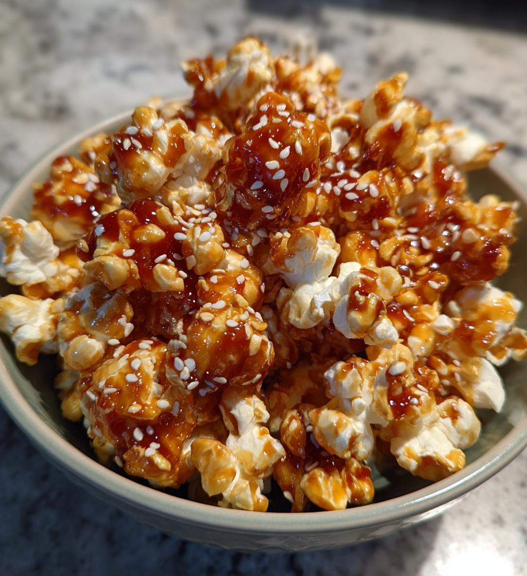 gochujang caramel popcorn with sesame seeds sweet spicy - detail 1