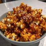gochujang caramel popcorn with sesame seeds sweet spicy