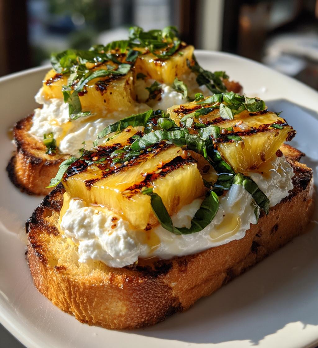 grilled pineapple crostini with burrata spicy honey - detail 1